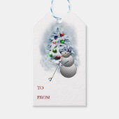 Golf Ball Snowman Kerstmis Cadeaulabel (Voorkant)