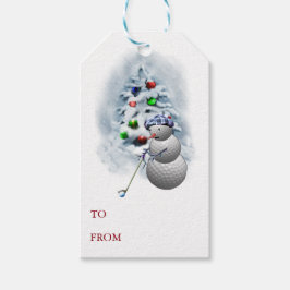 Golf Ball Snowman Kerstmis Cadeaulabel
