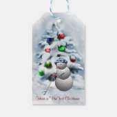 Golf Ball Snowman Kerstmis Cadeaulabel (Achterkant)