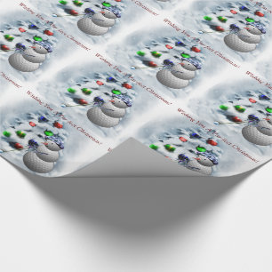 Golf Ball Snowman Kerstmis Cadeaupapier
