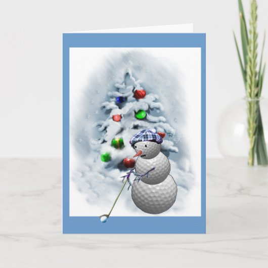 Golf Ball Snowman Kerstmis Feestdagen Kaart (Voorkant)