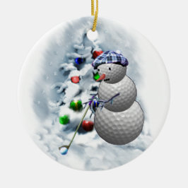 Golf Ball Snowman Kerstmis Keramisch Ornament