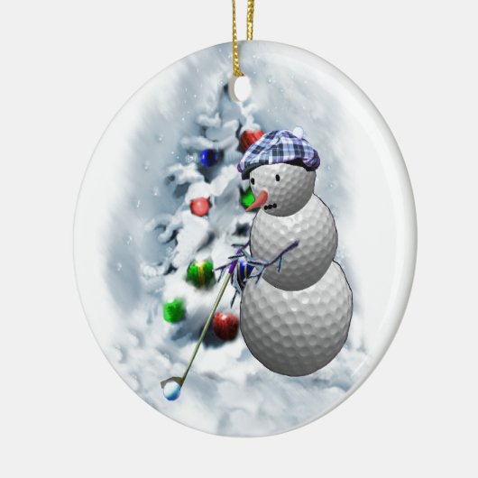 Golf Ball Snowman Kerstmis Keramisch Ornament (Links)