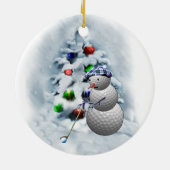 Golf Ball Snowman Kerstmis Keramisch Ornament (Achterkant)