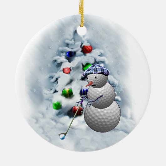 Golf Ball Snowman Kerstmis Keramisch Ornament (Achterkant)