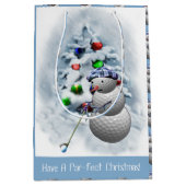 Golf Ball Snowman Kerstmis Medium Cadeauzakje (Voorkant)