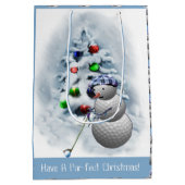 Golf Ball Snowman Kerstmis Medium Cadeauzakje (Achterkant)