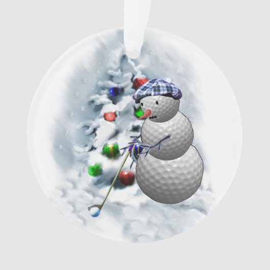 Golf Ball Snowman Kerstmis Ornament (voorkant)