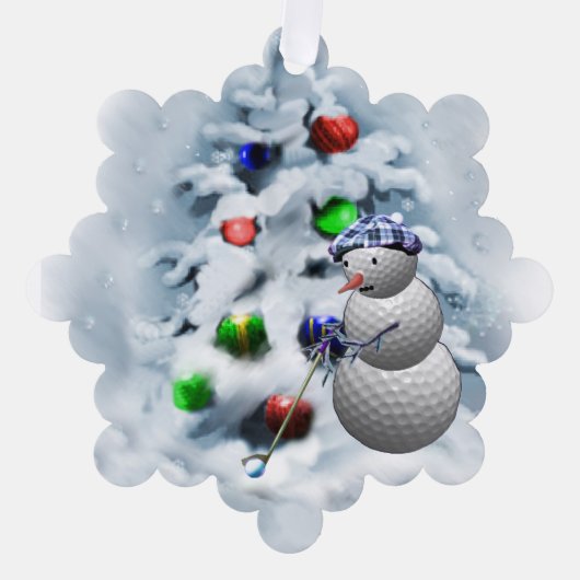 Golf Ball Snowman Kerstmis Ornament Kaart (Voorkant)