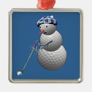 Golf Ball Snowman Metalen Ornament