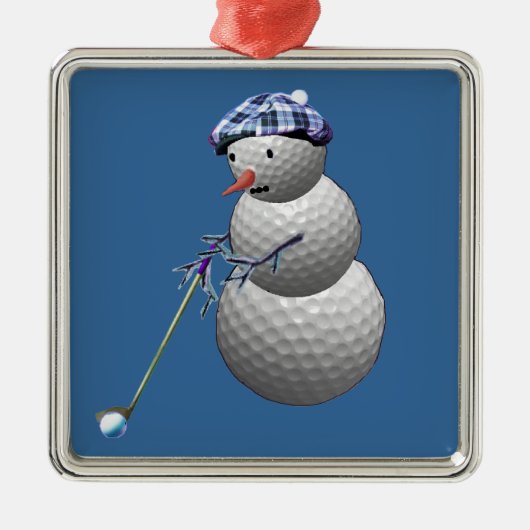 Golf Ball Snowman Metalen Ornament (Voorkant)