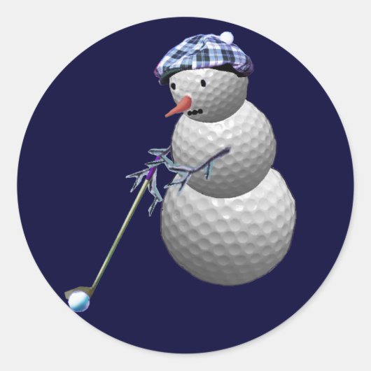 Golf Ball Snowman Ronde Sticker (Voorkant)