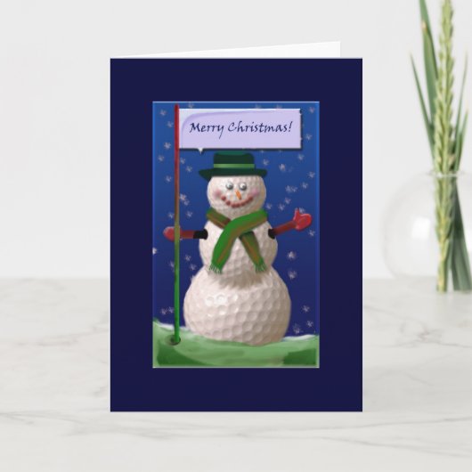 Golf Ball Snowman voor de Golf Nut Feestdagen Kaart (Voorkant)