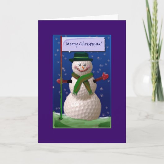 Golf Ball Snowman voor de Golf Nut Feestdagen Kaart (Voorkant)