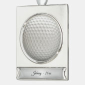Golf Ball Sport gepersonaliseerd Verzilverd Banner Ornament (Links)