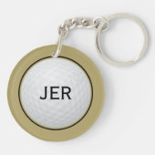 Golf Ball Sport Golfer Modern Monogram Goud Zwart Sleutelhanger (Achterkant)