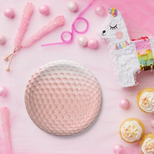Golf Ball Sport Roze Papieren Bordje (Feest)