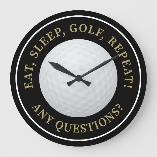 Golf Ball Sportgolfing Quote Modern Black Gold Grote Klok (Voorkant)