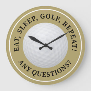 Golf Ball Sportgolfing Quote Modern Gold Black Grote Klok