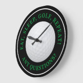Golf Ball Sports Golfing Quote Modern Black Green Grote Klok (Hoek)