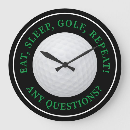 Golf Ball Sports Golfing Quote Modern Black Green Grote Klok (Voorkant)