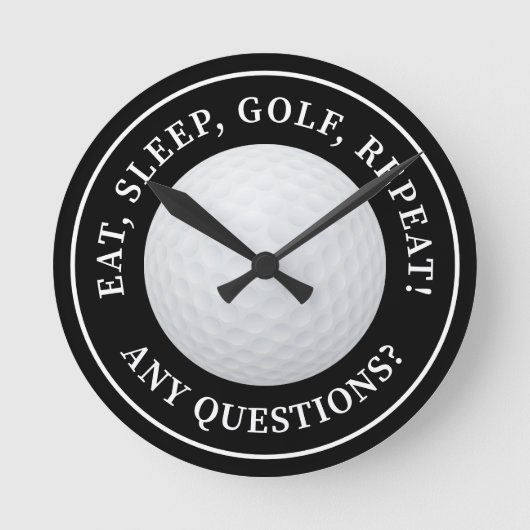 Golf Ball Sports Golfing Quote Modern Funny Black Ronde Klok (Voorkant)