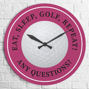 Golf Ball Sports Modern Golfing Quote Girly Pink Ronde Klok