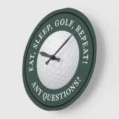 Golf Ball Sports Modern Golfing Quote Green Black Grote Klok (Hoek)