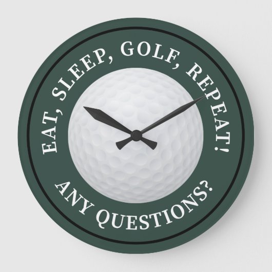 Golf Ball Sports Modern Golfing Quote Green Black Grote Klok (Voorkant)