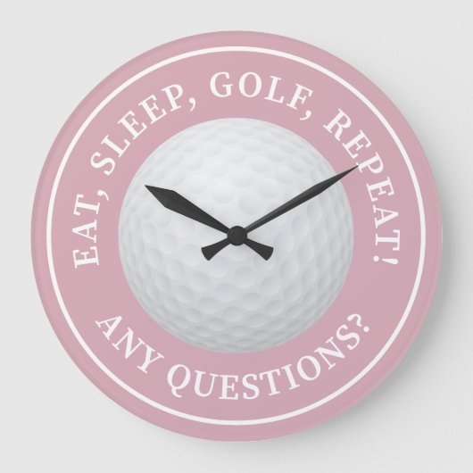 Golf Ball Sports Modern Golfing Quote Trendy Roze Grote Klok (Voorkant)