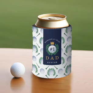 Golf Ball, T-shirt, Laurel Wreath Pattern & Monogr Blikjeskoeler