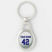 Golf Ball Team Name en Number Sleutelhanger (Voorkant)
