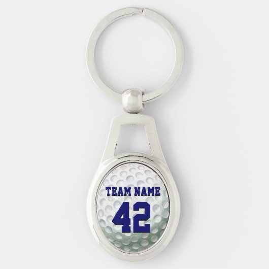 Golf Ball Team Name en Number Sleutelhanger (Voorkant)