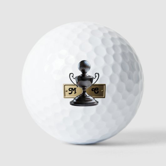Golf Ball Trophy w/ Engraved Typography Initials  Golfballen (Voorkant)