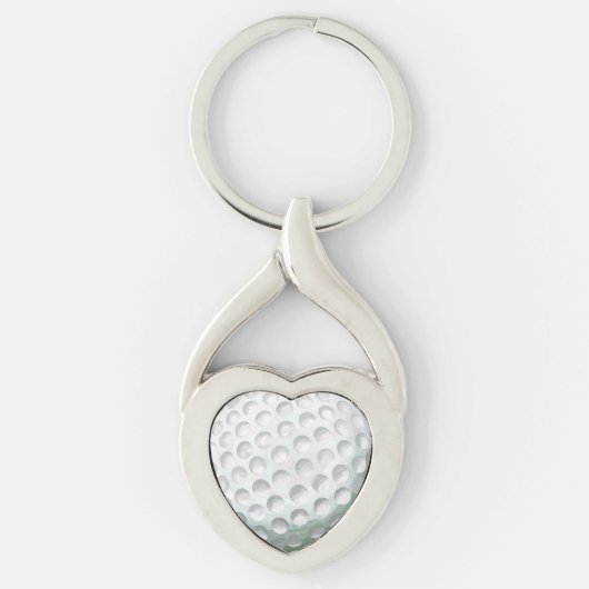 Golf Ball Twisted Heart Fancy Sleutelhanger (Voorkant)