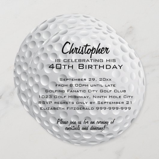 Golf Ball Verjaardagsfeest Kaart (Voorkant / Achterkant)