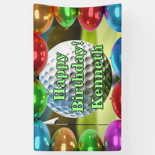 Golf Ball Vlag Gelukkige Verjaardag aangepaste Vin Spandoek (Verticaal)