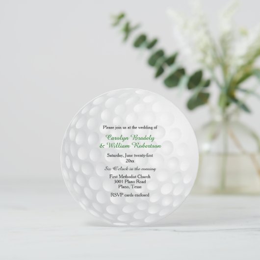 Golf Ball Wedding Invitation Kaart (Staand voorkant)