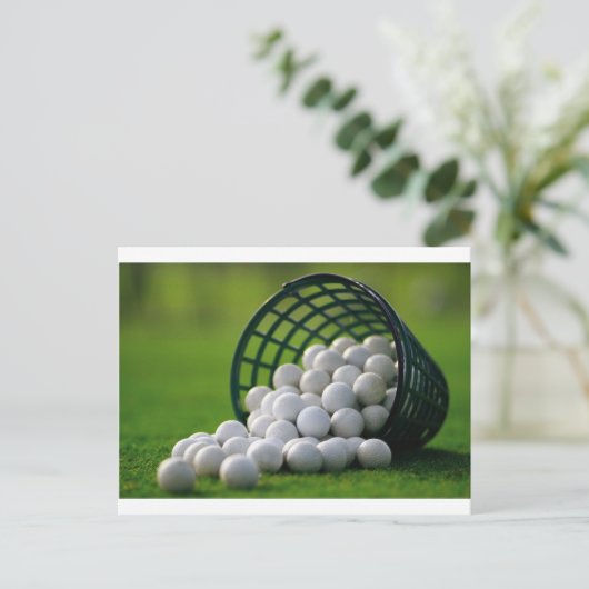 Golf Balls Bucket Briefkaart (Staand voorkant)