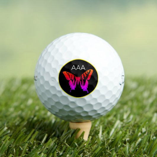 Golf Balls CUSTOM MONOGRAM BUTTERFLES IN RAINBOW Golfballen (Insitu Shirt)
