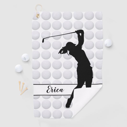 Golf Balls Girl Golfer Persoonlijke Golfhanddoek (Insitu)
