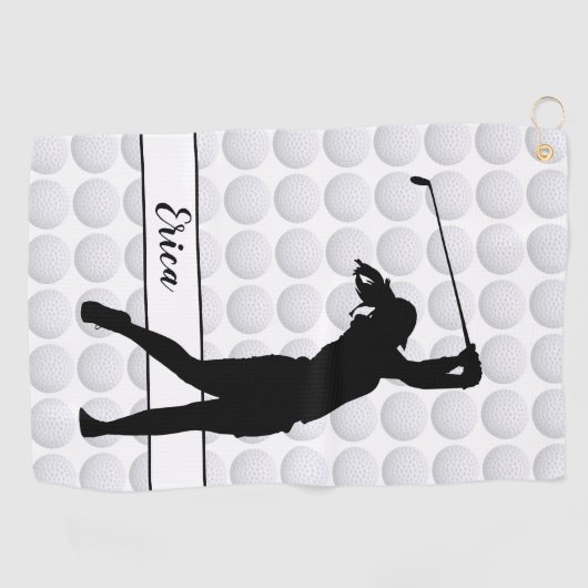 Golf Balls Girl Golfer Persoonlijke Golfhanddoek (Horizontaal)