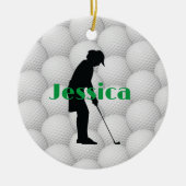 Golf Balls Golfer Abstract Design Ceramic Ornament (Voorkant)