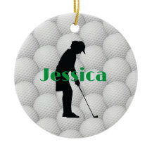 Golf Balls Golfer Abstract Design Ceramic Ornament