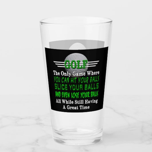 Golf Balls Humor Glas (Voorkant)