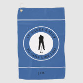 Golf Balls Humor Golfer Pun Monogram Blue Black Golfhanddoek (Voorkant)