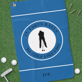 Golf Balls Humor Golfer Pun Monogram Blue Black Golfhanddoek