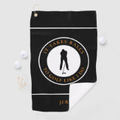 Golf Balls Humor Golfer Pun Monogram zwart Sinaasa Golfhanddoek (Insitu)