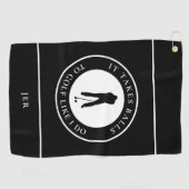 Golf Balls Humor Golfer Sports Pun Monogram Black Golfhanddoek (Horizontaal)