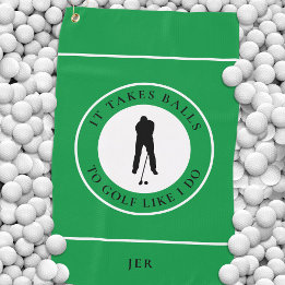 Golf Balls Humor Golfer Sports Pun Monogram Green Golfhanddoek